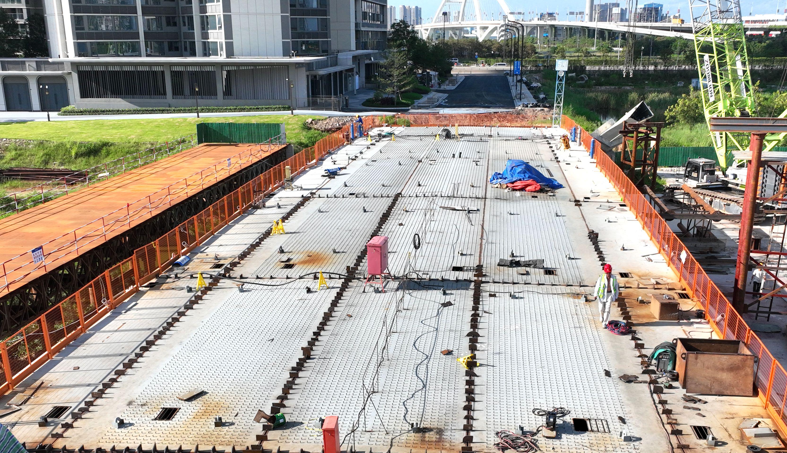 广州南沙横沥岛尖这座在建桥取得新进展